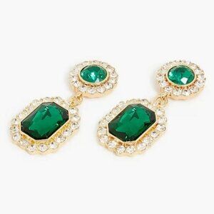🆕 NWT ✨ J. Crew Crystal green & gold drop earrings